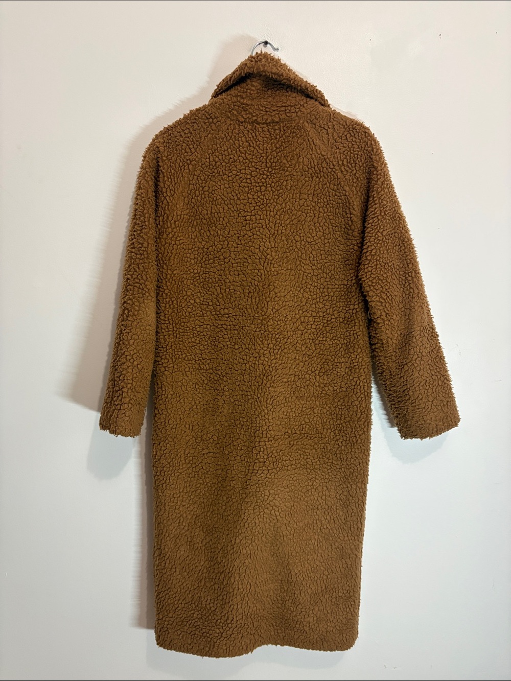 Cozy Long Teddy Jacket in Camel Brown by Forever 21 - Picture 3 of 4